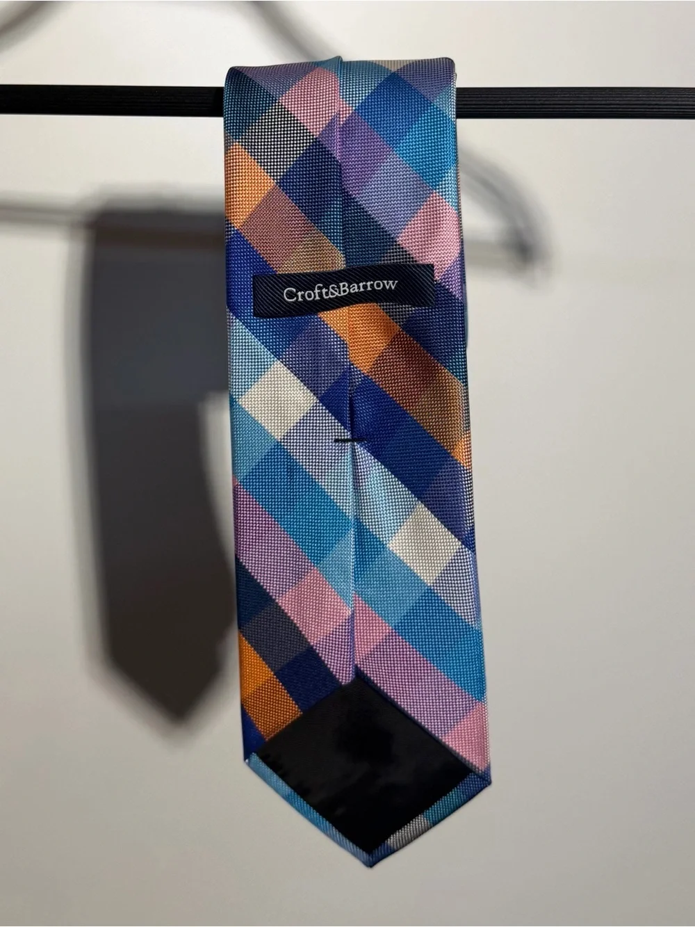 Croft & Barrow 100% Silk Geometric Multicolor Plaid Necktie